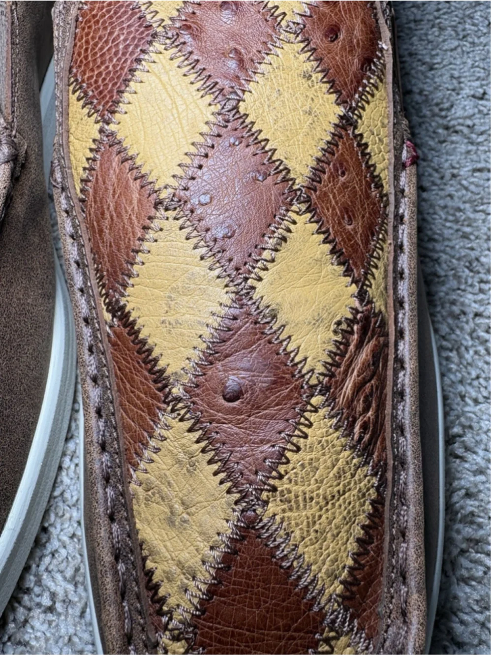 Twisted X Men's Ultralite Slip On Patchwork Ostrich Casual Shoes Size 14 MBX0005
